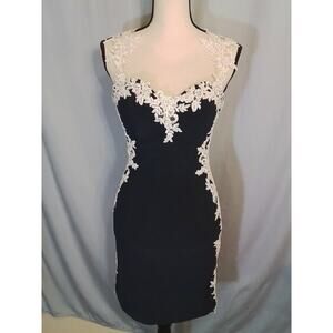 Fiesta Fashion navy mini dress with elusion and lace